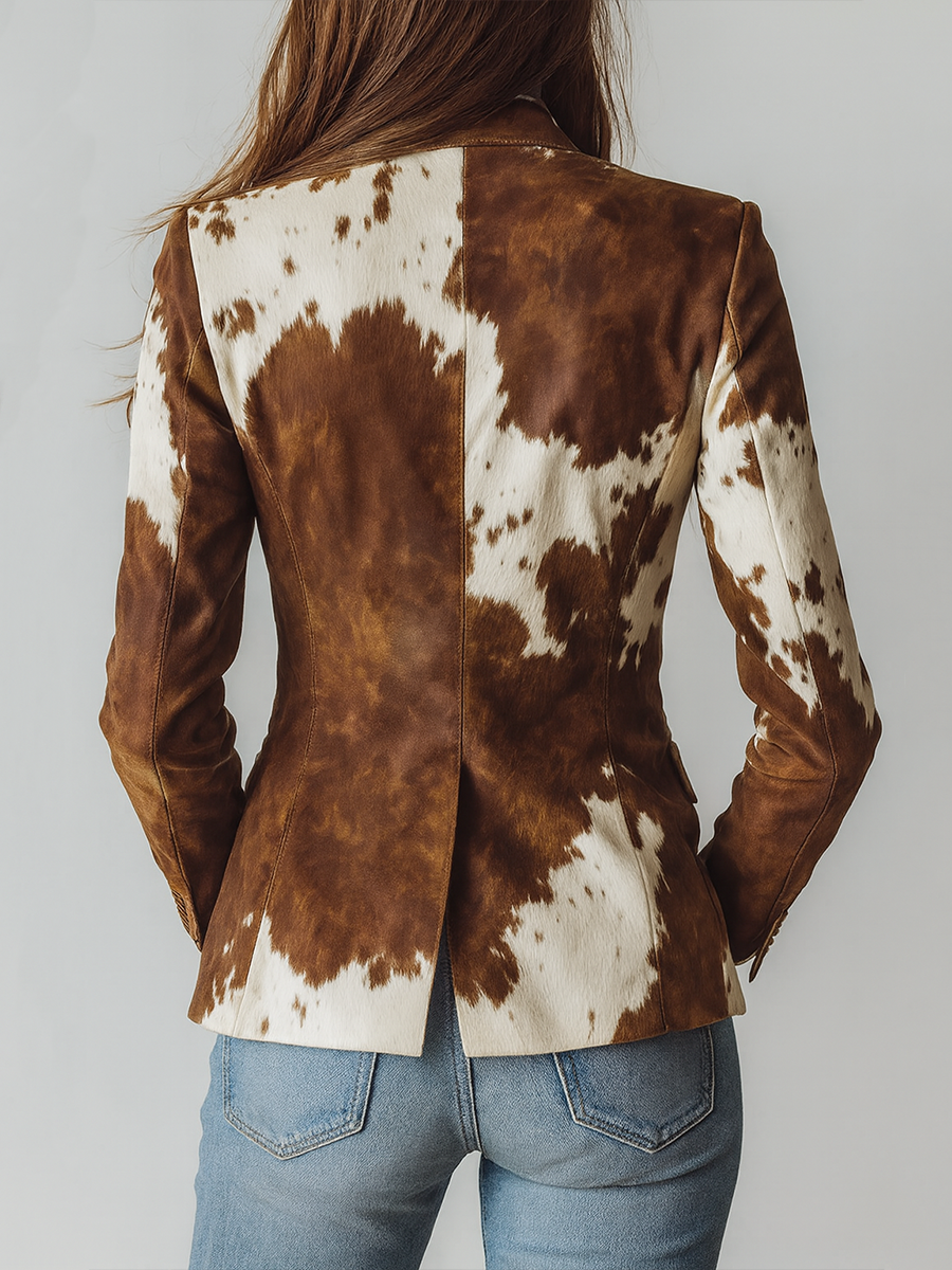 Paola | Blazer Vintage con Stampa Animalier Mucca