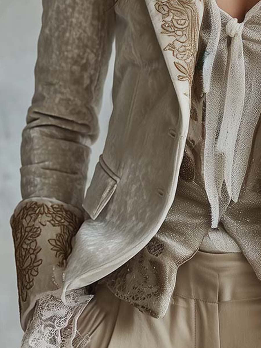 Angelica | Blazer Sartoriale Ricamato Avorio
