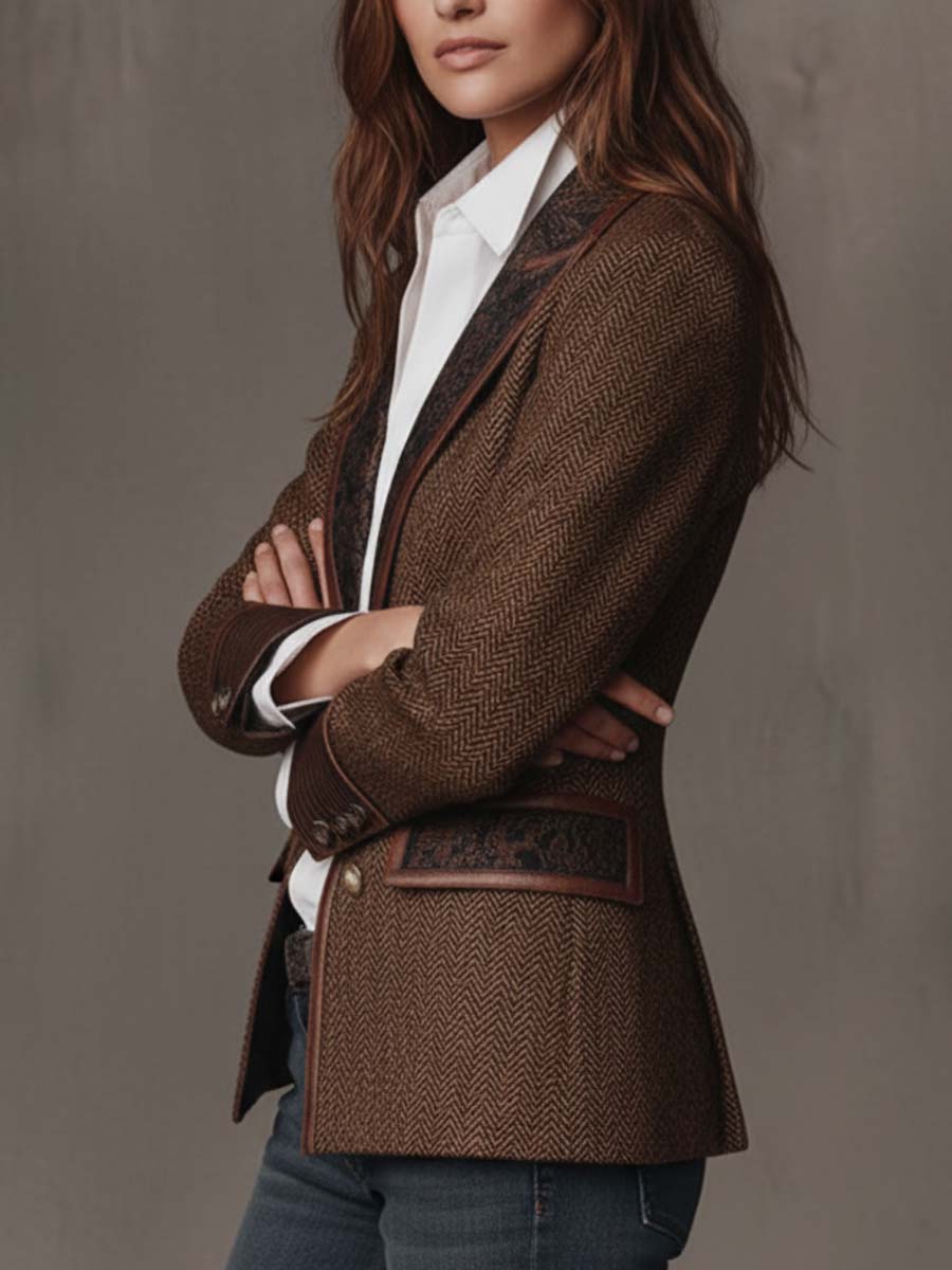 Valentina | Blazer a Pannelli con Stampa Spigato