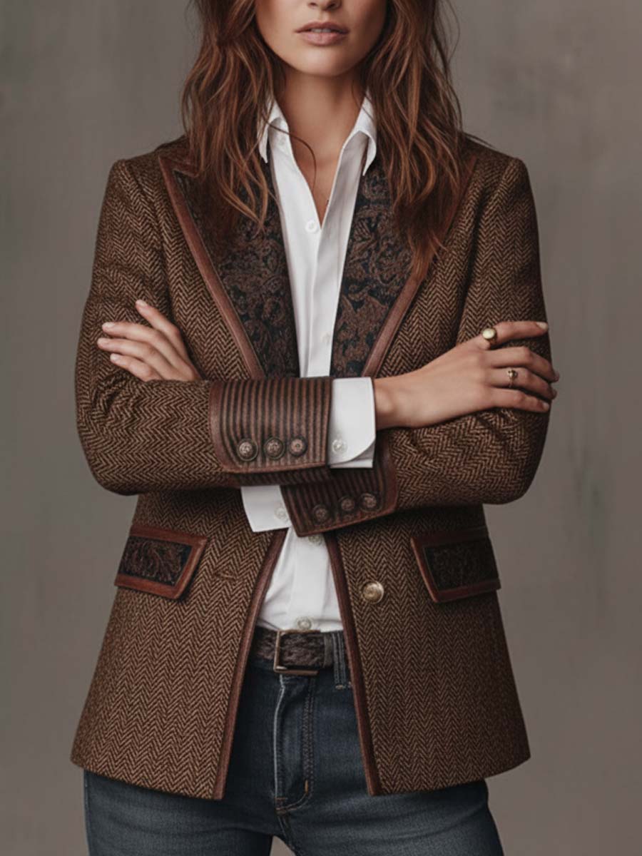 Valentina | Blazer a Pannelli con Stampa Spigato