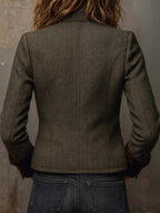 Eleonora | Blazer Vintage Spigato con Bordo a Contrasto