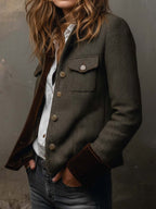 Eleonora | Blazer Vintage Spigato con Bordo a Contrasto
