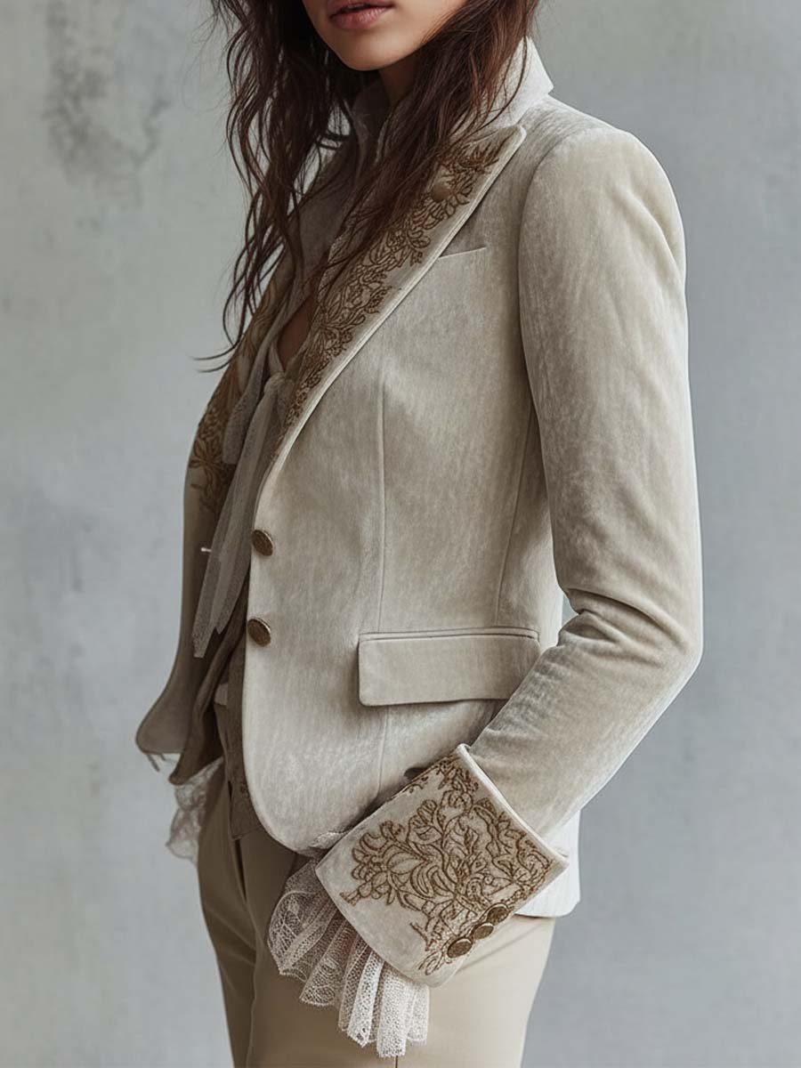 Angelica | Blazer Sartoriale Ricamato Avorio