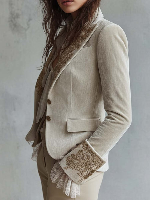 Angelica | Blazer Sartoriale Ricamato Avorio