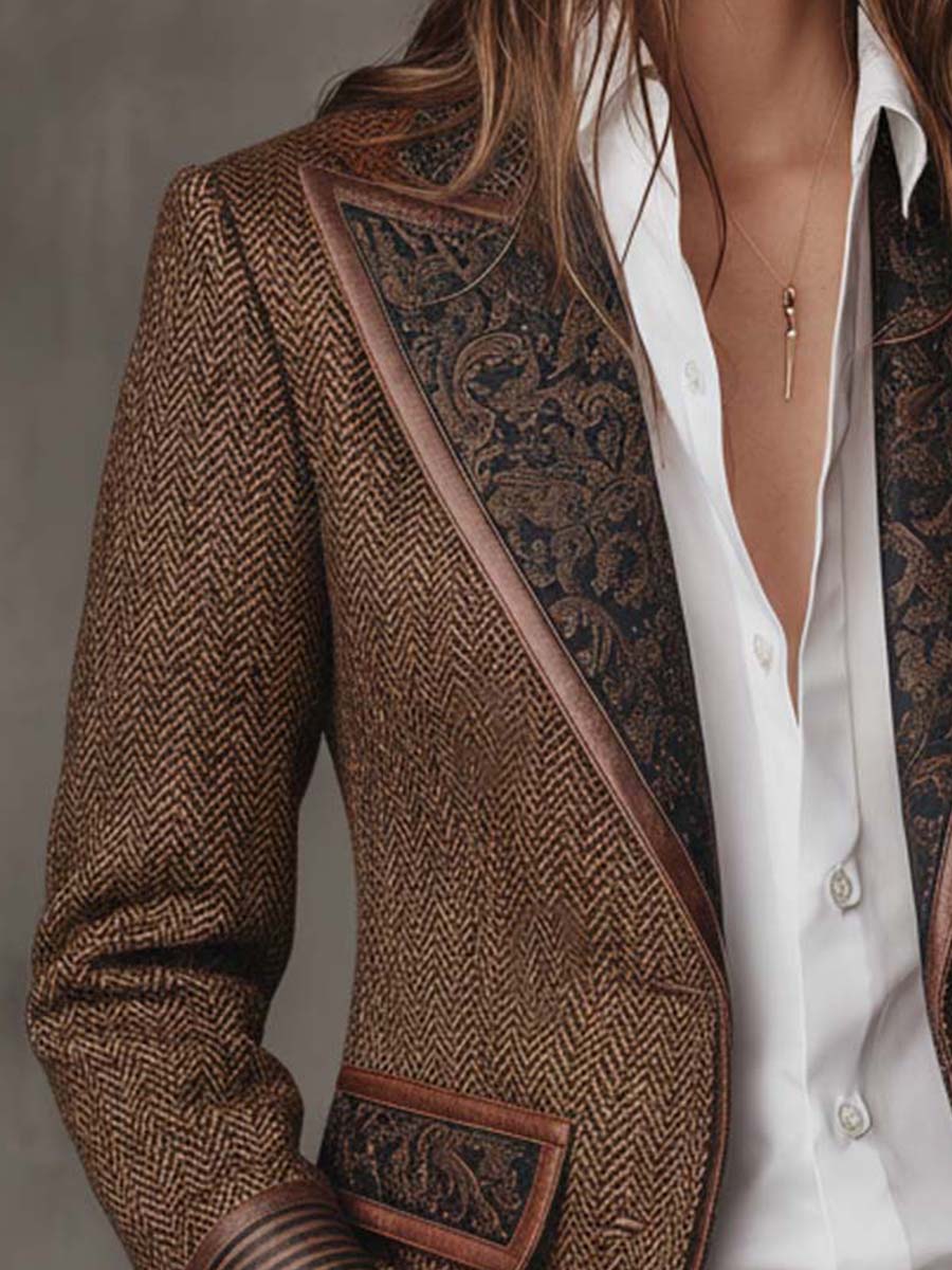 Valentina | Blazer a Pannelli con Stampa Spigato