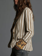Adele | Blazer Boho a Righe con Revers Stampato