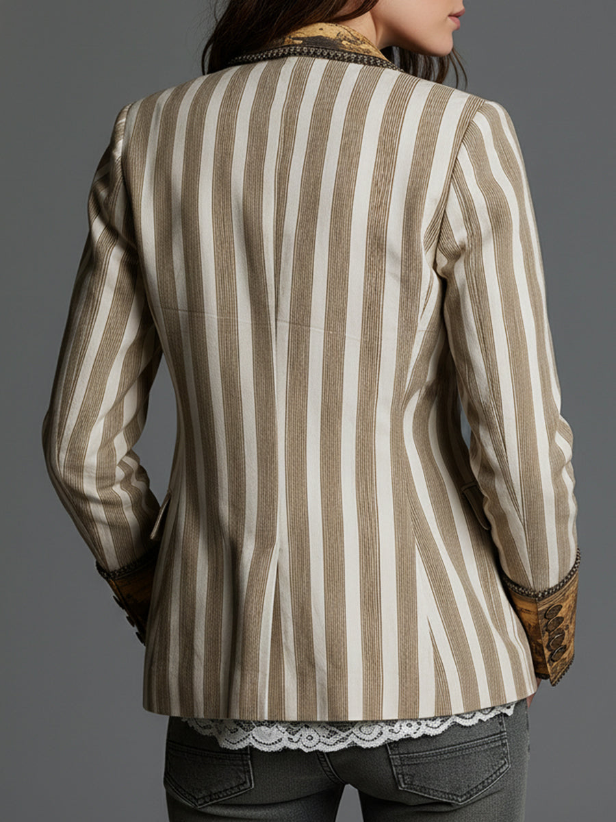 Adele | Blazer Boho a Righe con Revers Stampato