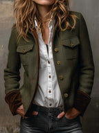 Eleonora | Blazer Vintage Spigato con Bordo a Contrasto