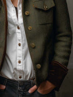 Eleonora | Blazer Vintage Spigato con Bordo a Contrasto