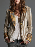 Adele | Blazer Boho a Righe con Revers Stampato