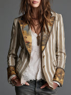 Adele | Blazer Boho a Righe con Revers Stampato