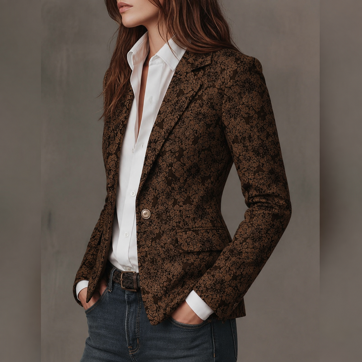 Simona | Blazer Aderente in Jacquard Paisley