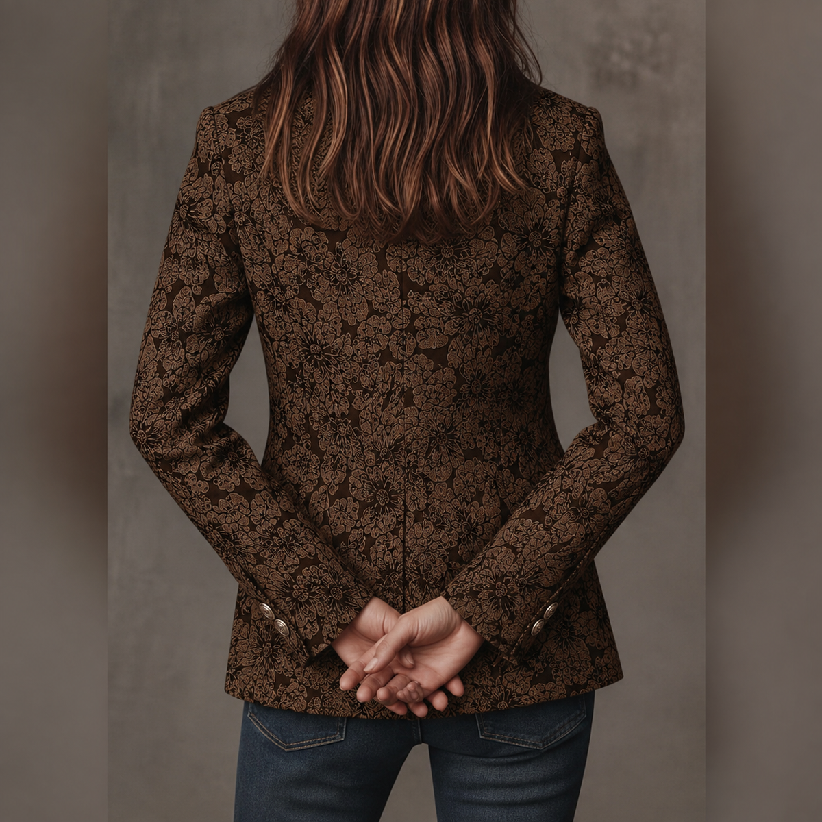 Simona | Blazer Aderente in Jacquard Paisley