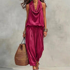 Emma | Completo Fluido Top Halter Drappeggiato e Pantaloni