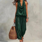 Emma | Completo Fluido Top Halter Drappeggiato e Pantaloni