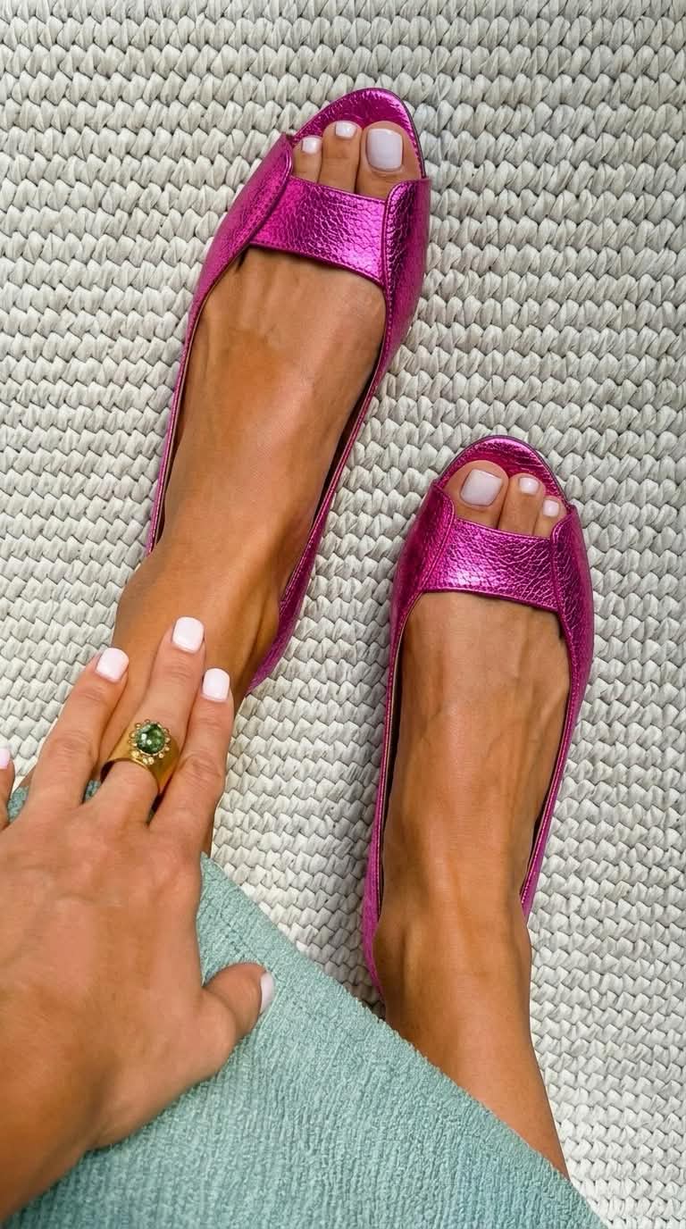 MARGOT | Ballerine Metalliche con Punta Scoperta