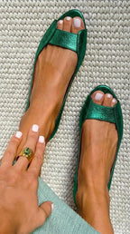 MARGOT | Ballerine Metalliche con Punta Scoperta