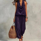 Emma | Completo Fluido Top Halter Drappeggiato e Pantaloni