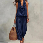 Emma | Completo Fluido Top Halter Drappeggiato e Pantaloni