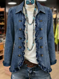 Amalia | Giacca Blu Medio con Rouches
