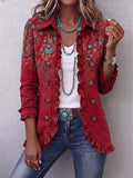 Antonella | Giacca Bohémien Paisley Rossa con Rouches