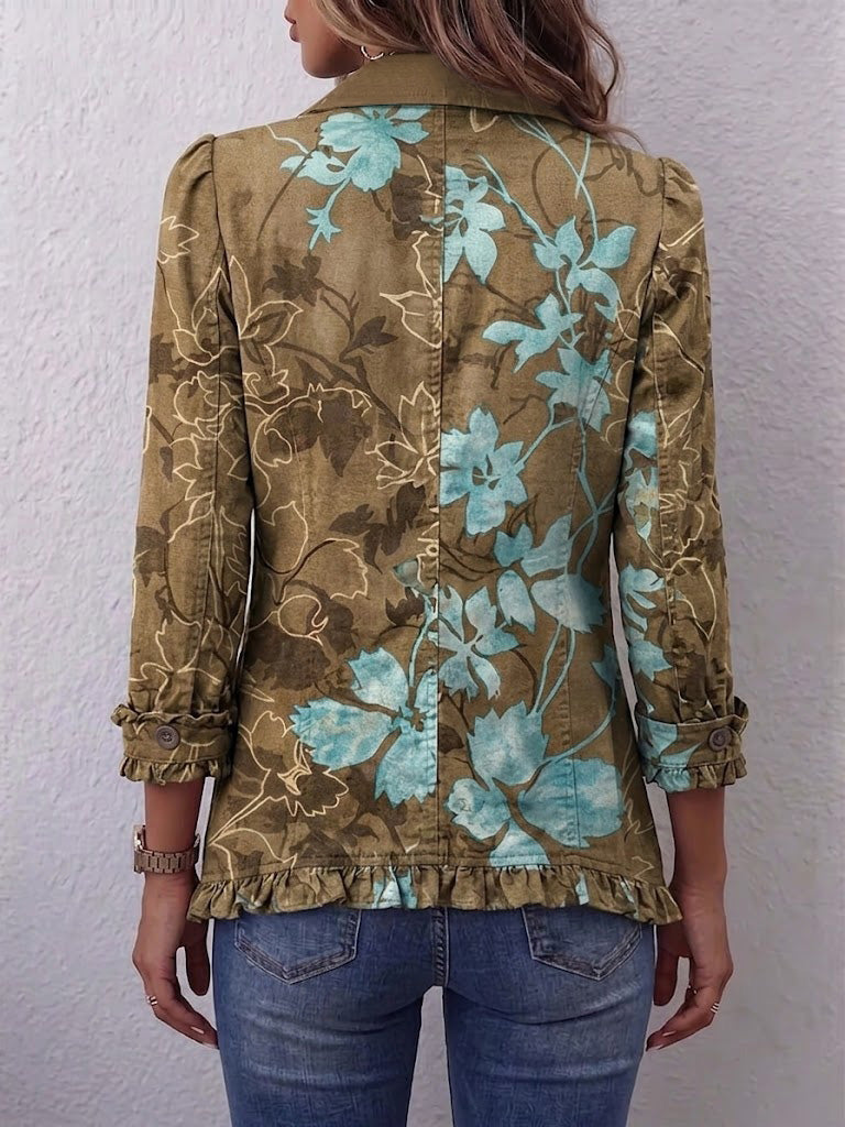 Gemma | Giacca Bohémien Fiorita Vintage Sfumata con Rouches