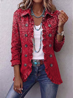 Gilda | Giacca Paisley Sfumata Rossa con Rouches