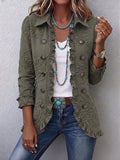 Agnese | Giacca Bohémien-Chic Ricamata a Fiori Verde Retrò con Rouches