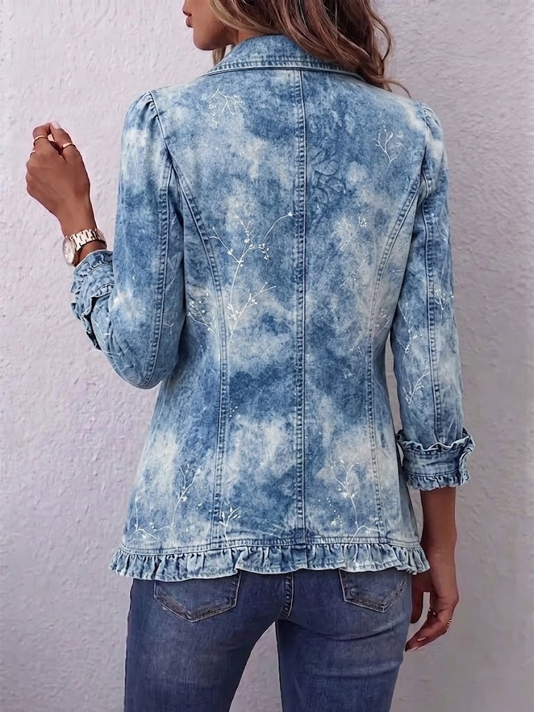 Donatella | Giacca Bohémien Botanica Vintage Sfumata Blu con Rouches