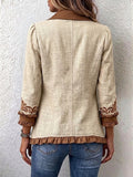 Fabiola | Giacca Bohémien Fiorita Vintage Cammello e Marrone con Rouches
