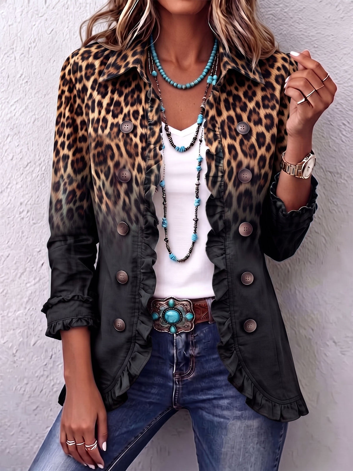 Annalisa | Blazer Leopardato Sfumato Antracite