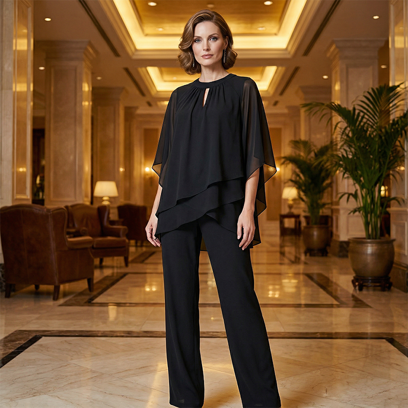 Carlotta | Completo Chemisier Asimmetrico Sovrapposto e Pantalone Largo